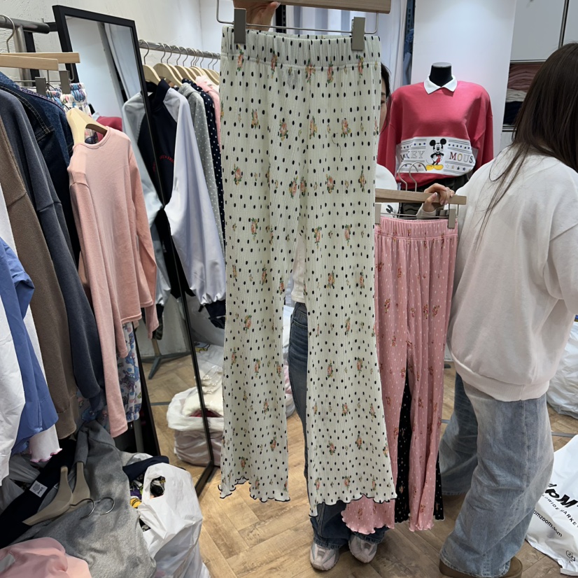 DE LINE韓國直郵實拍女裝新款人氣26春夏時尚休閑褲荷葉邊DE LINE休閑褲圖色1