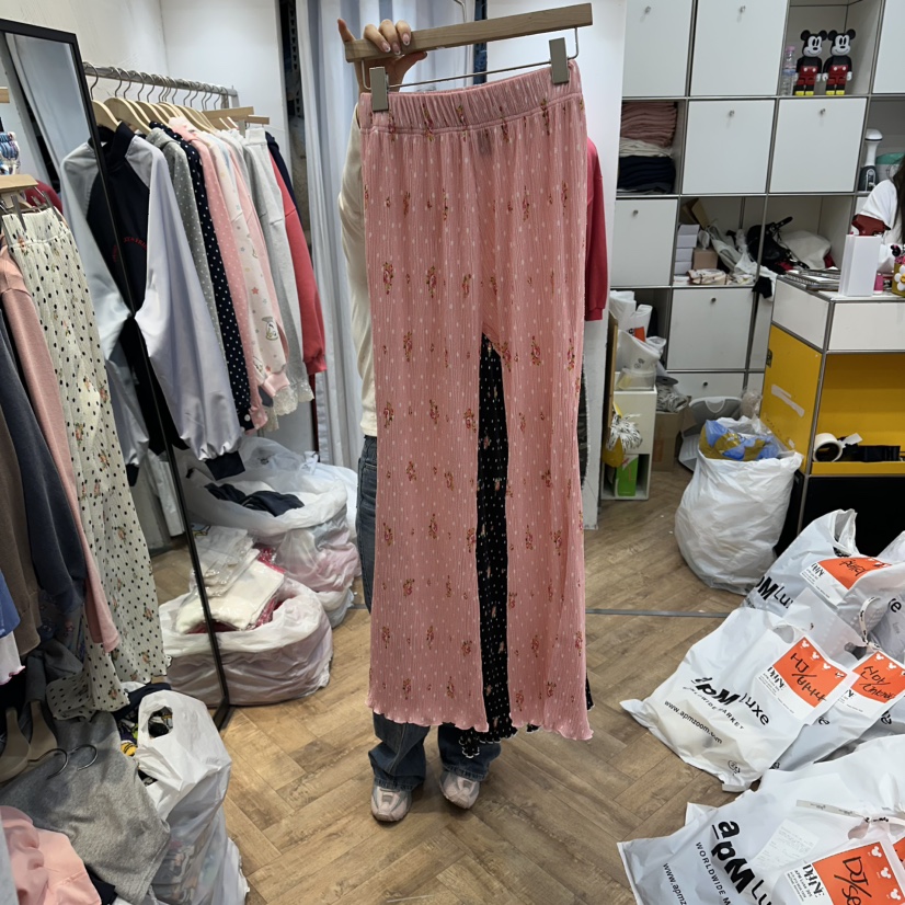 DE LINE韓國直郵實拍女裝新款人氣26春夏時尚休閑褲荷葉邊DE LINE休閑褲圖色2