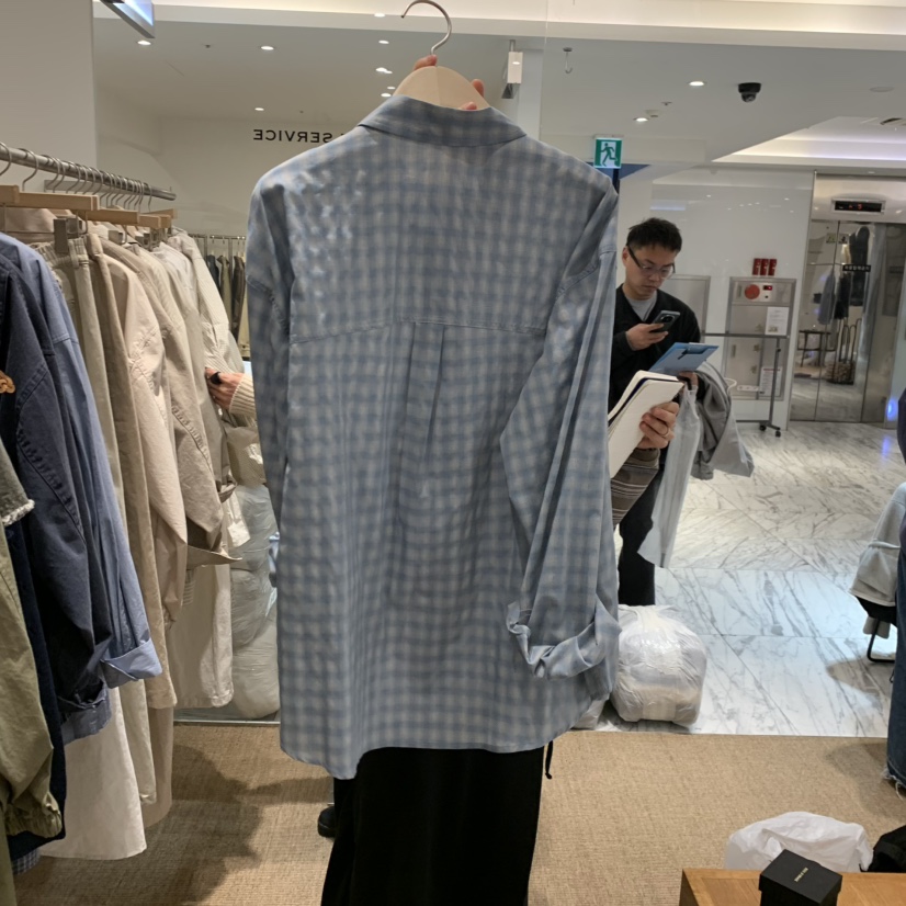 SELF SERVICE韓國直郵女裝新款推薦休閑時尚襯衫蕾絲衫格紋SELF SERVICE襯衫/蕾絲衫