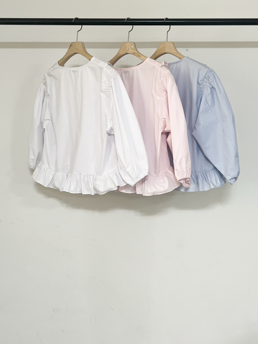 CLAFO韓國直郵女士新款26春夏熱賣人氣休閑襯衫蕾絲衫褶皺CLAFO襯衫/蕾絲衫