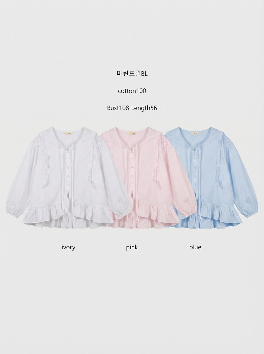 CLAFO韓國直郵女士新款26春夏熱賣人氣休閑襯衫蕾絲衫褶皺CLAFO襯衫/蕾絲衫