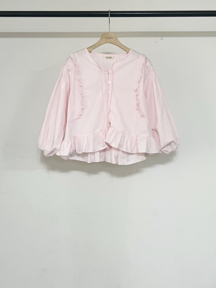 CLAFO韓國直郵女士新款26春夏熱賣人氣休閑襯衫蕾絲衫褶皺CLAFO襯衫/蕾絲衫圖色3