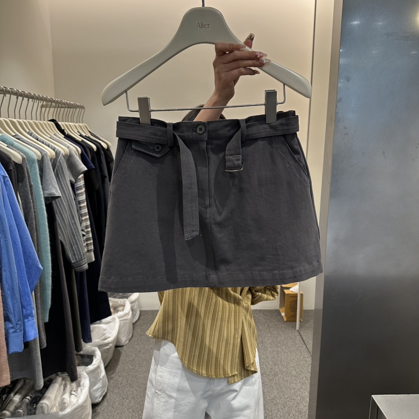 ALTER韓國東大門代購女士新品26春夏人氣職業推薦短裙含腰帶Alter短裙圖色1墨色