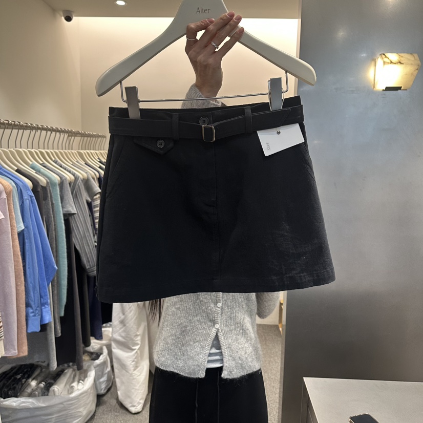 ALTER韓國東大門代購女士新品26春夏人氣職業推薦短裙含腰帶Alter短裙圖色2黑色