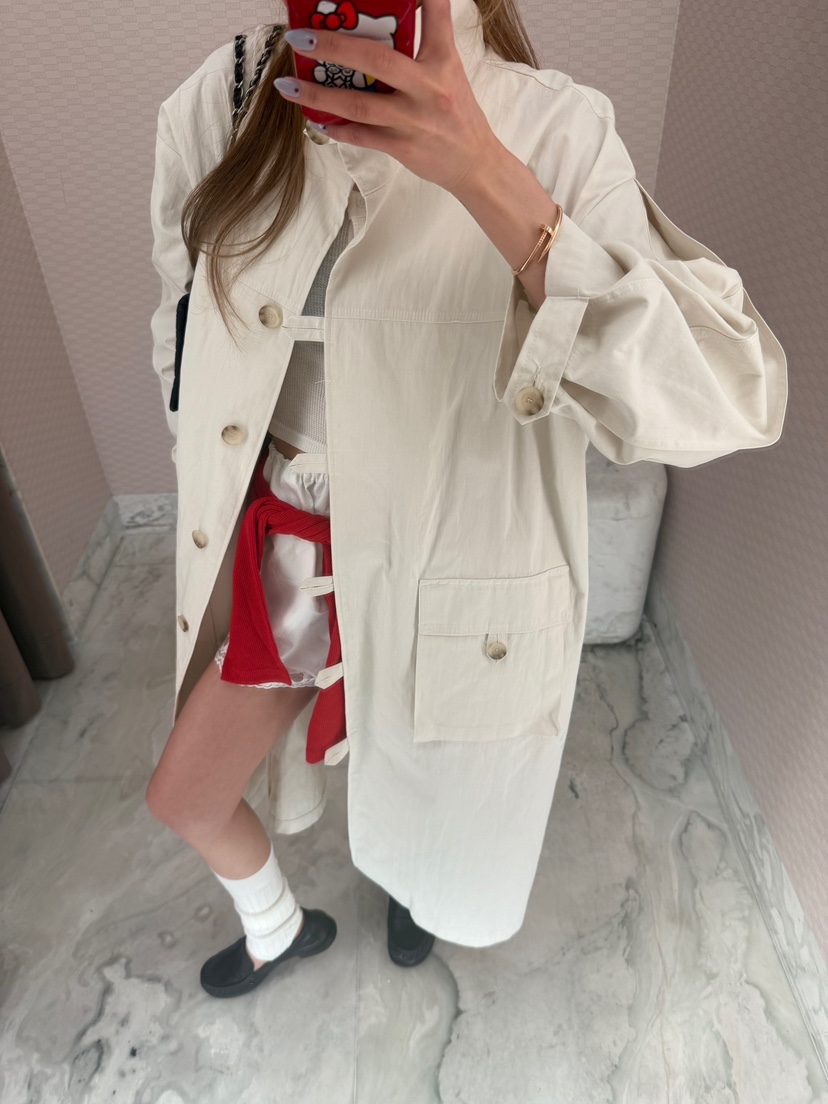 ZEROZERO韓國直郵女士新款26春夏職業休閑熱賣長款風衣高領ZEROZERO長款風衣