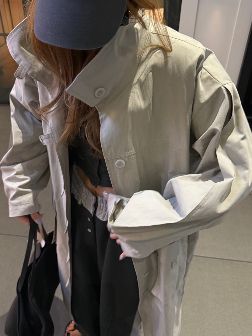 ZEROZERO韓國直郵女士新款26春夏職業休閑熱賣長款風衣高領ZEROZERO長款風衣