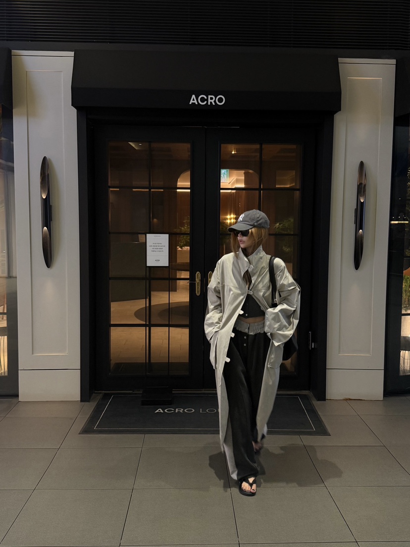 ZEROZERO韓國直郵女士新款26春夏職業休閑熱賣長款風衣高領ZEROZERO長款風衣