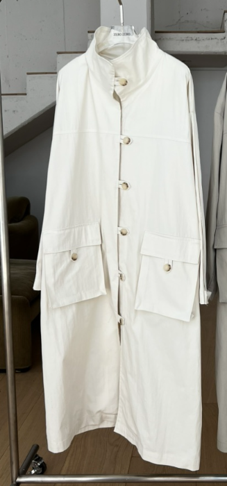 ZEROZERO韓國直郵女士新款26春夏職業休閑熱賣長款風衣高領ZEROZERO長款風衣圖色1