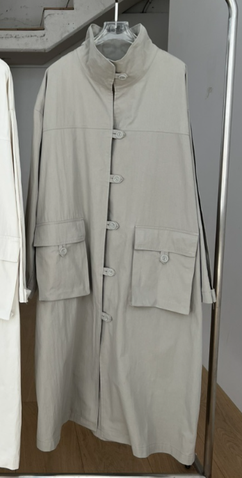 ZEROZERO韓國直郵女士新款26春夏職業休閑熱賣長款風衣高領ZEROZERO長款風衣圖色2