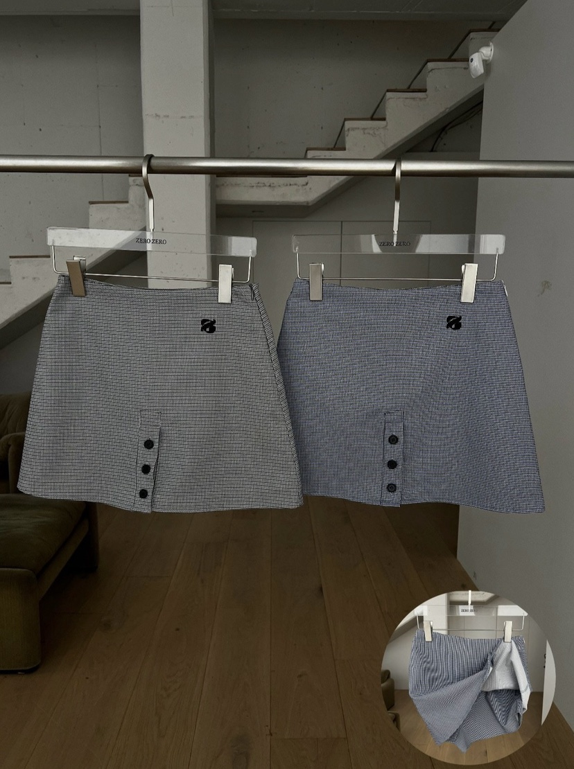 ZEROZERO韓國直郵實拍女裝新品休閑時尚職業人氣短裙紐扣ZEROZERO短裙