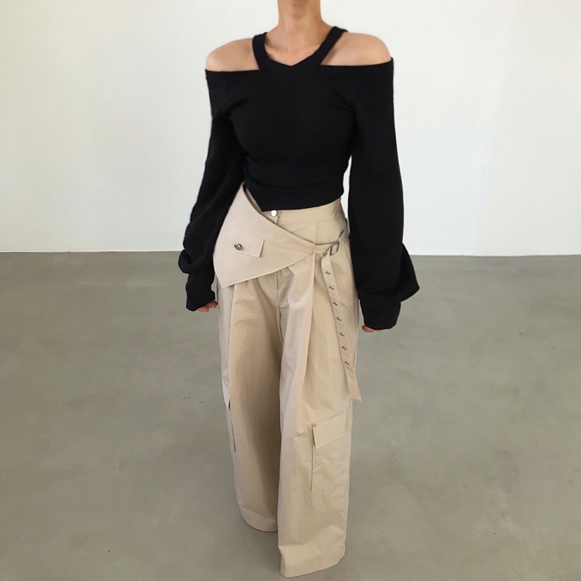 2TWO MOON韓國東大門代購女士新品熱賣26春夏長袖T恤露肩2TWO MOON長袖T恤