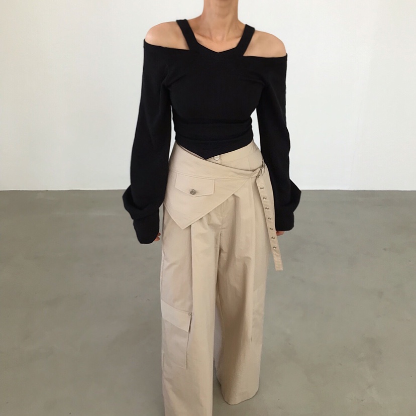 2TWO MOON韓國東大門代購女士新品熱賣26春夏長袖T恤露肩2TWO MOON長袖T恤圖色2