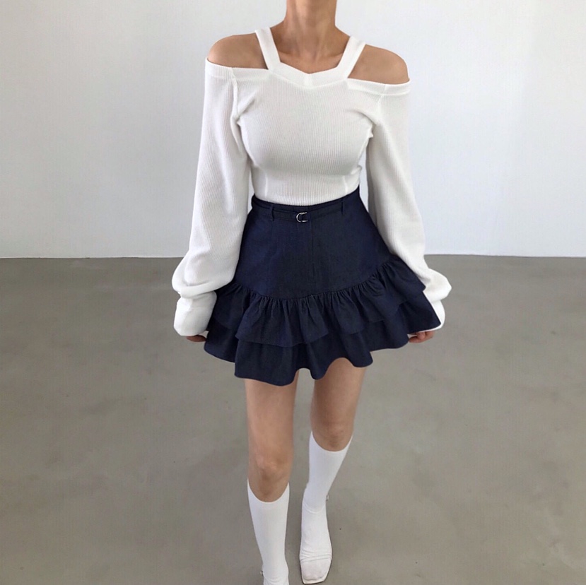 2TWO MOON韓國東大門代購女士新品熱賣26春夏長袖T恤露肩2TWO MOON長袖T恤圖色3