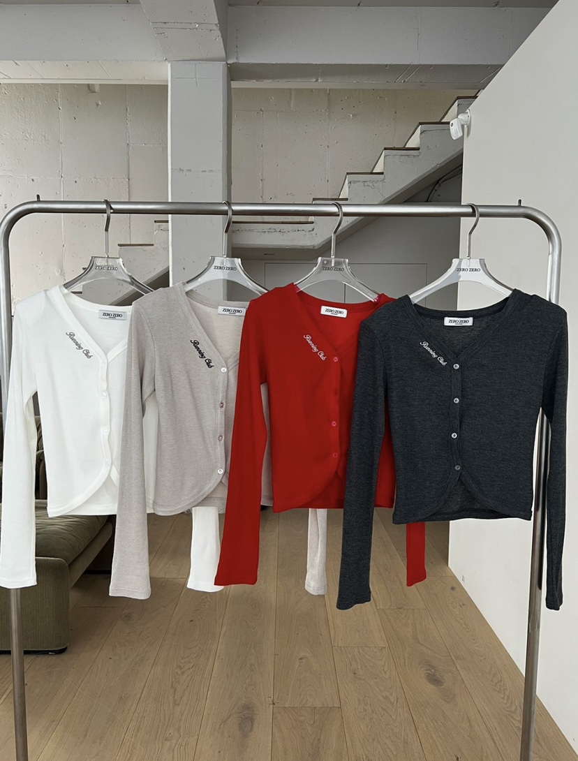 ZEROZERO韓國東大門代購女裝新款熱賣針織衫華夫格刺繡開衫ZEROZERO針織衫