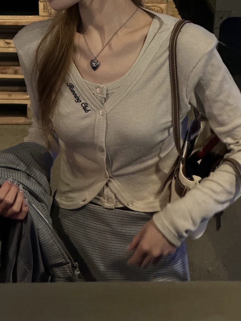 ZEROZERO韓國東大門代購女裝新款熱賣針織衫華夫格刺繡開衫ZEROZERO針織衫圖色2