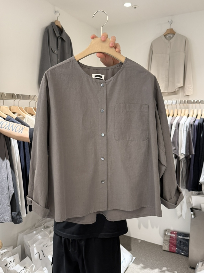 MONE-A韓國東大門代購女裝新品26春夏時尚襯衫蕾絲衫口袋MONE-A襯衫/蕾絲衫圖色3