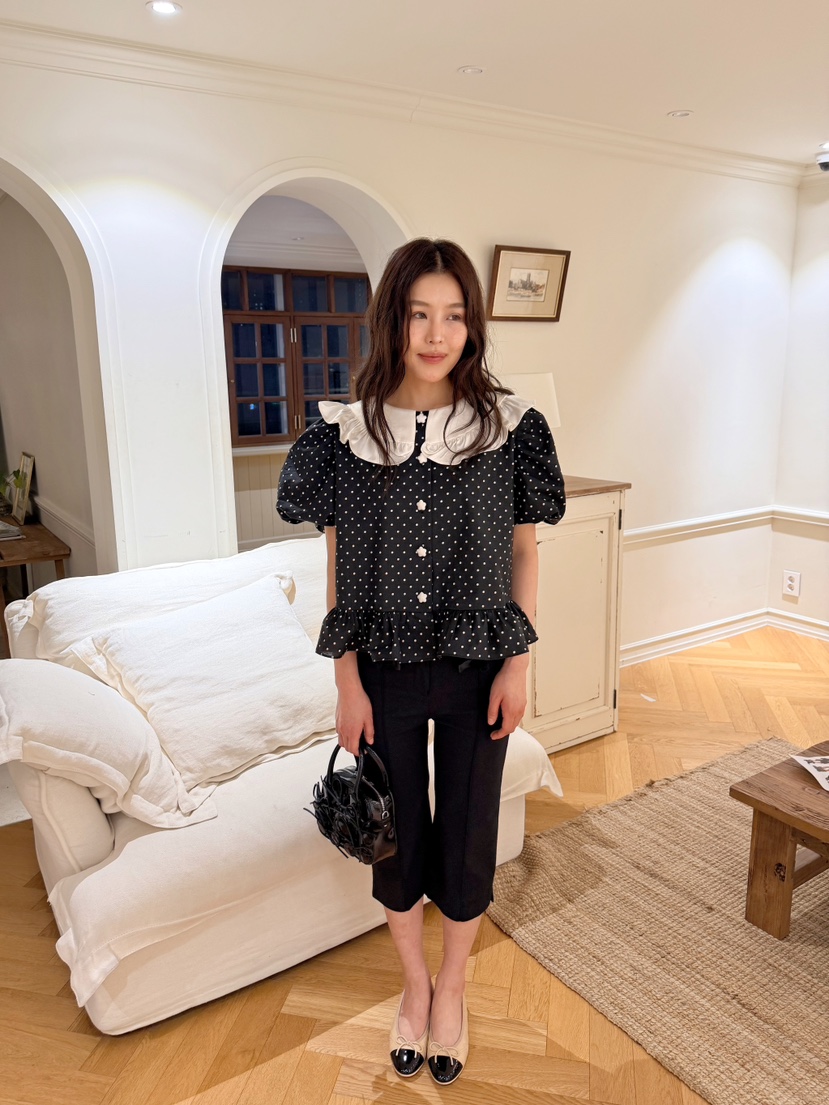 BOUTIQUE-L韓國代購女裝新品休閑熱賣人氣襯衫蕾絲衫復古BOUTIQUE-L襯衫/蕾絲衫