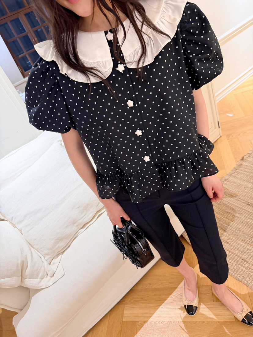 BOUTIQUE-L韓國代購女裝新品休閑熱賣人氣襯衫蕾絲衫復古BOUTIQUE-L襯衫/蕾絲衫