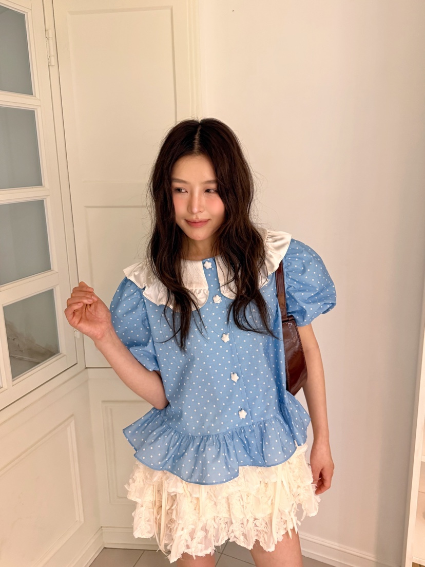 BOUTIQUE-L韓國代購女裝新品休閑熱賣人氣襯衫蕾絲衫復古BOUTIQUE-L襯衫/蕾絲衫