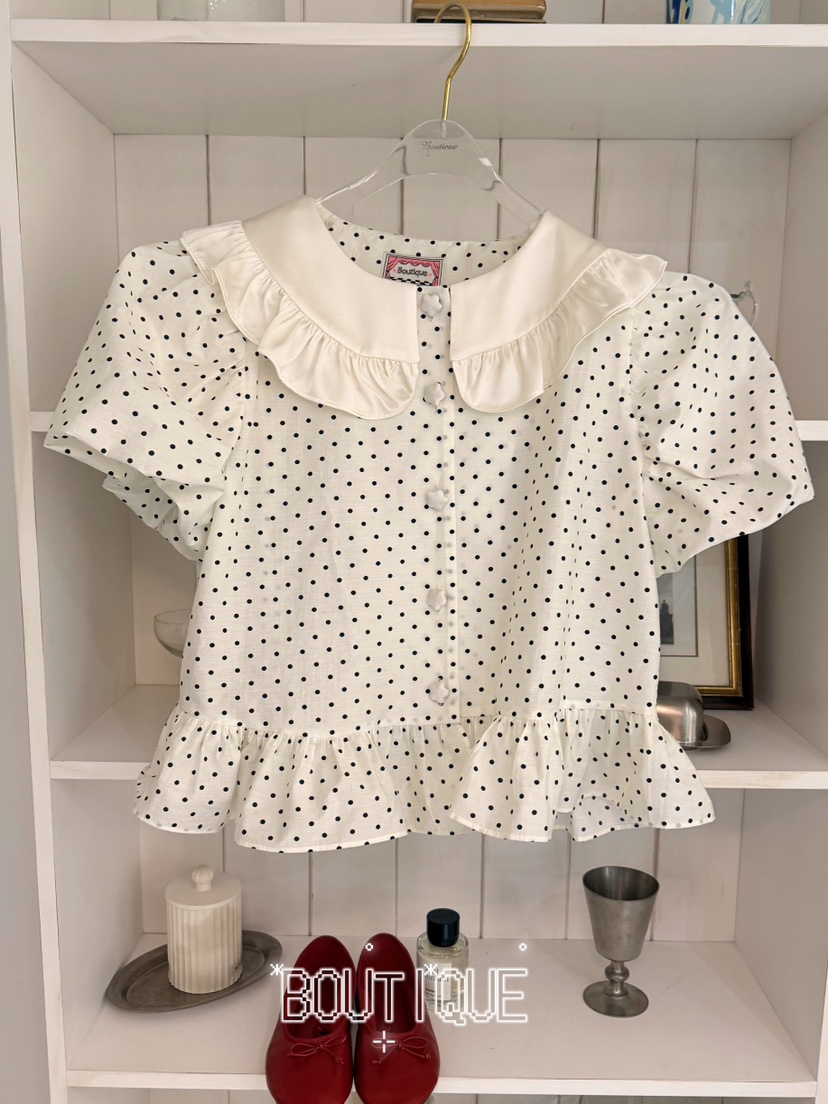 BOUTIQUE-L韓國代購女裝新品休閑熱賣人氣襯衫蕾絲衫復古BOUTIQUE-L襯衫/蕾絲衫圖色2