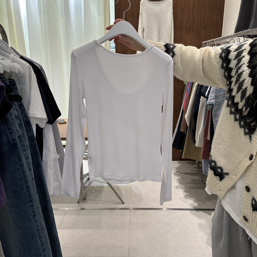 BUCKLE韓國東大門直郵女裝新品休閑時尚熱賣人氣長袖T恤雙面BUCKLE長袖T恤