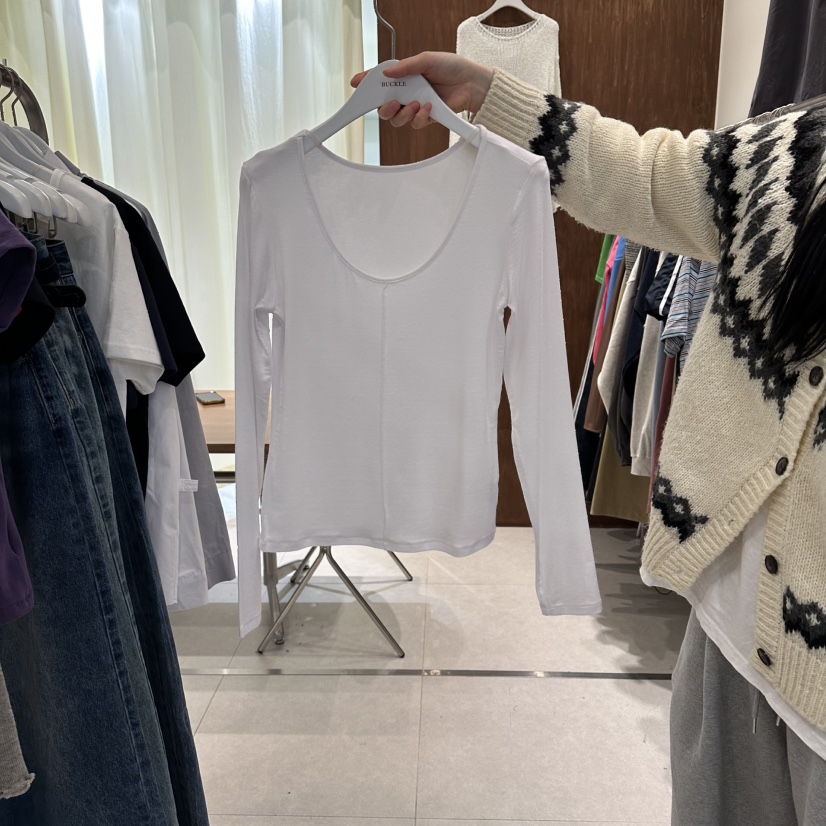 BUCKLE韓國東大門直郵女裝新品休閑時尚熱賣人氣長袖T恤雙面BUCKLE長袖T恤圖色1