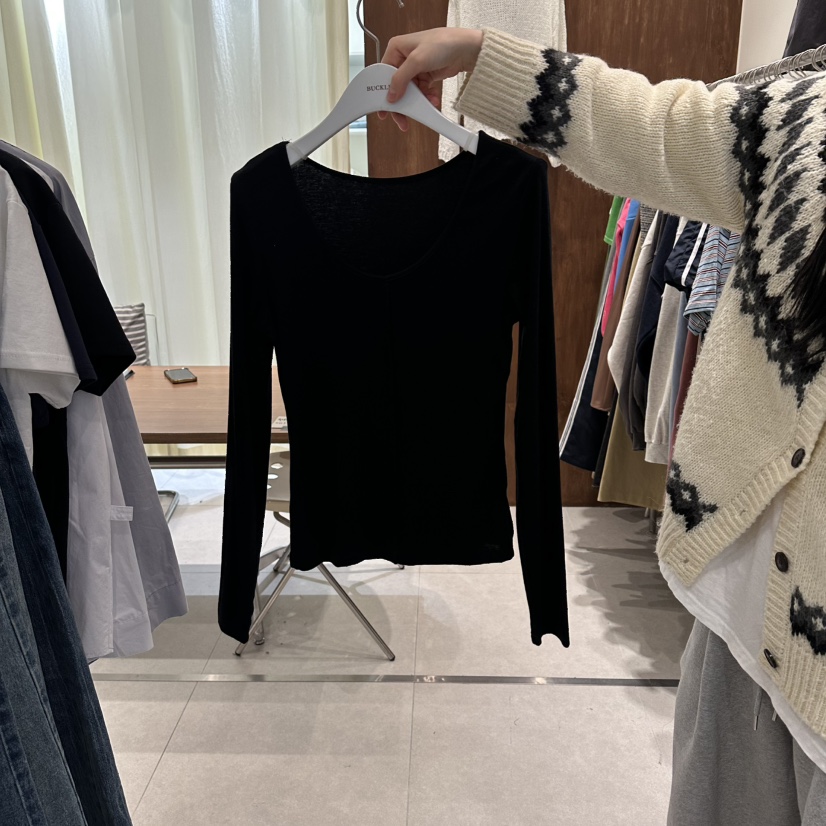 BUCKLE韓國東大門直郵女裝新品休閑時尚熱賣人氣長袖T恤雙面BUCKLE長袖T恤圖色5