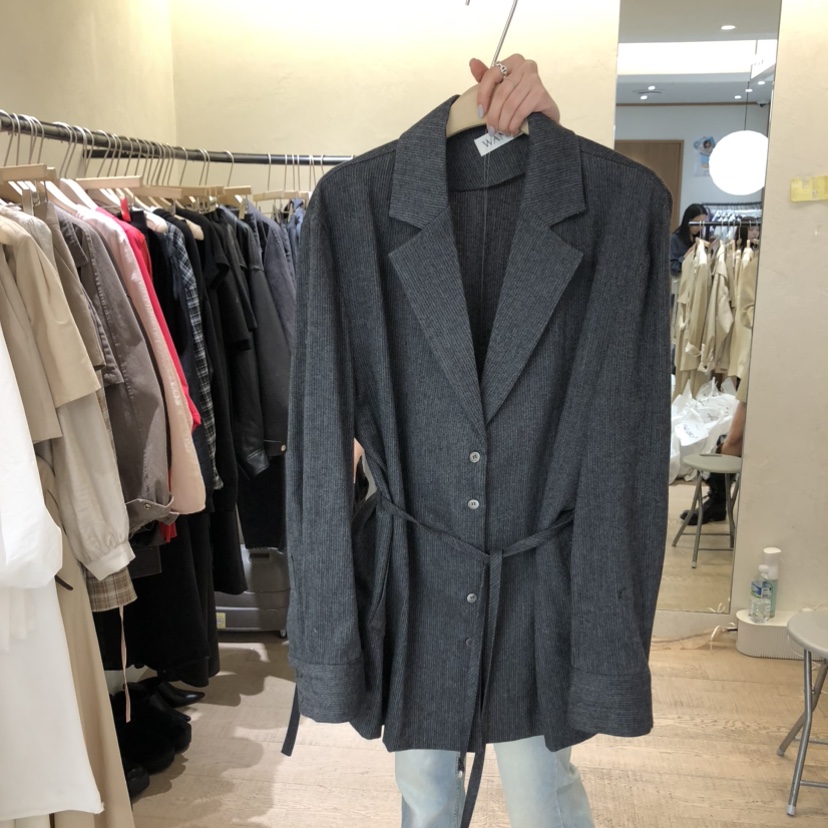 W AND J韓國代購女裝新款推薦熱賣休閑26春夏夾克含腰繩W AND J夾克圖色1