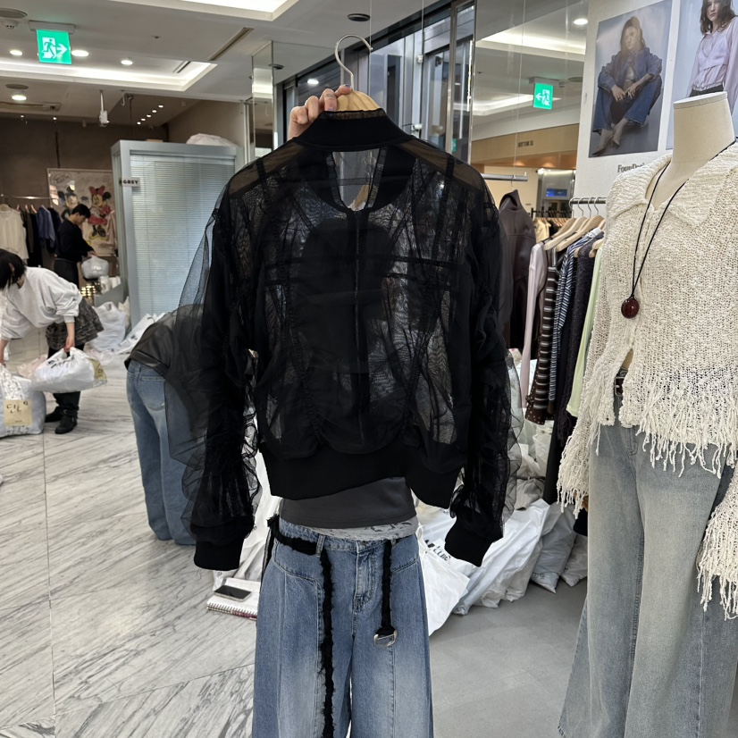 FOUNDATION韓國代購女裝新品人氣休閑時尚夾克不含內搭透明FOUNDATION夾克