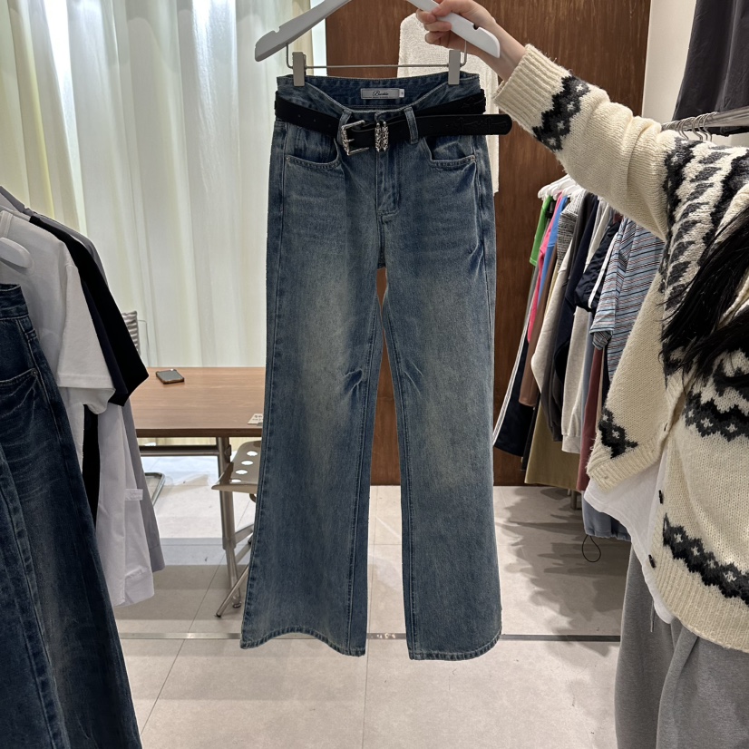 BUCKLE韓國直郵實拍女士新款休閑26春夏牛仔褲不含腰帶系帶BUCKLE牛仔褲圖色1