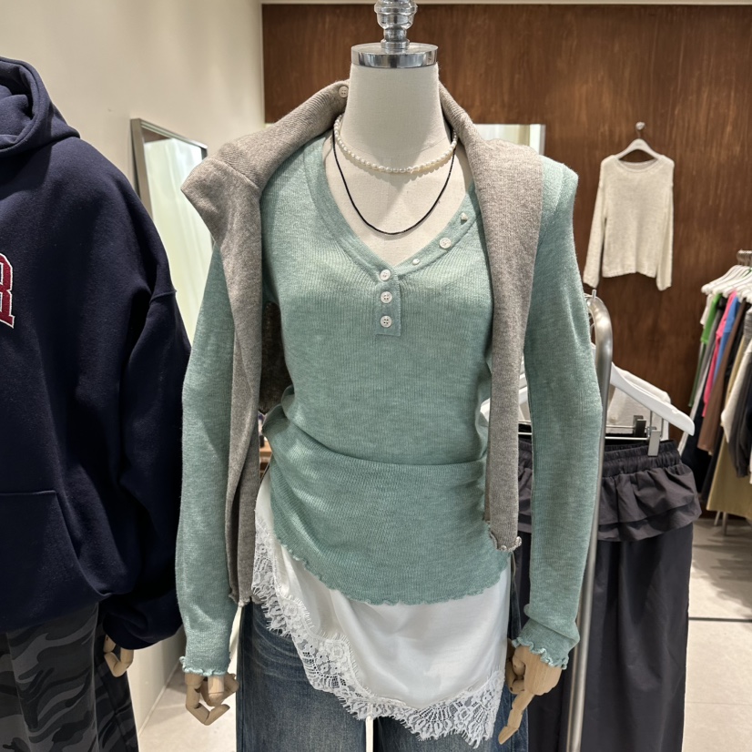 BUCKLE韓國東大門代購女士新品人氣推薦休閑時尚針織衫V領BUCKLE針織衫