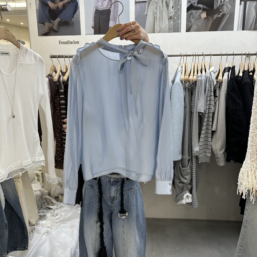 FOUNDATION韓國東大門代購女裝新品職業時尚休閑襯衫蕾絲衫FOUNDATION襯衫/蕾絲衫圖色2