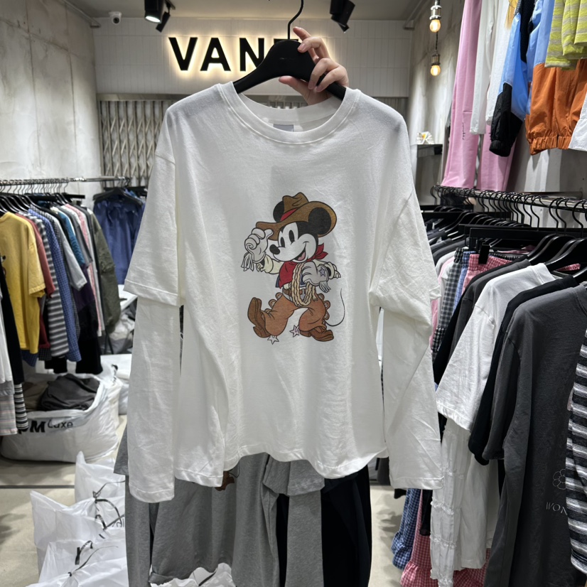 VANTA韓國直郵女裝新品26春夏職業時尚休閑長袖T恤假兩件VANTA長袖T恤圖色1