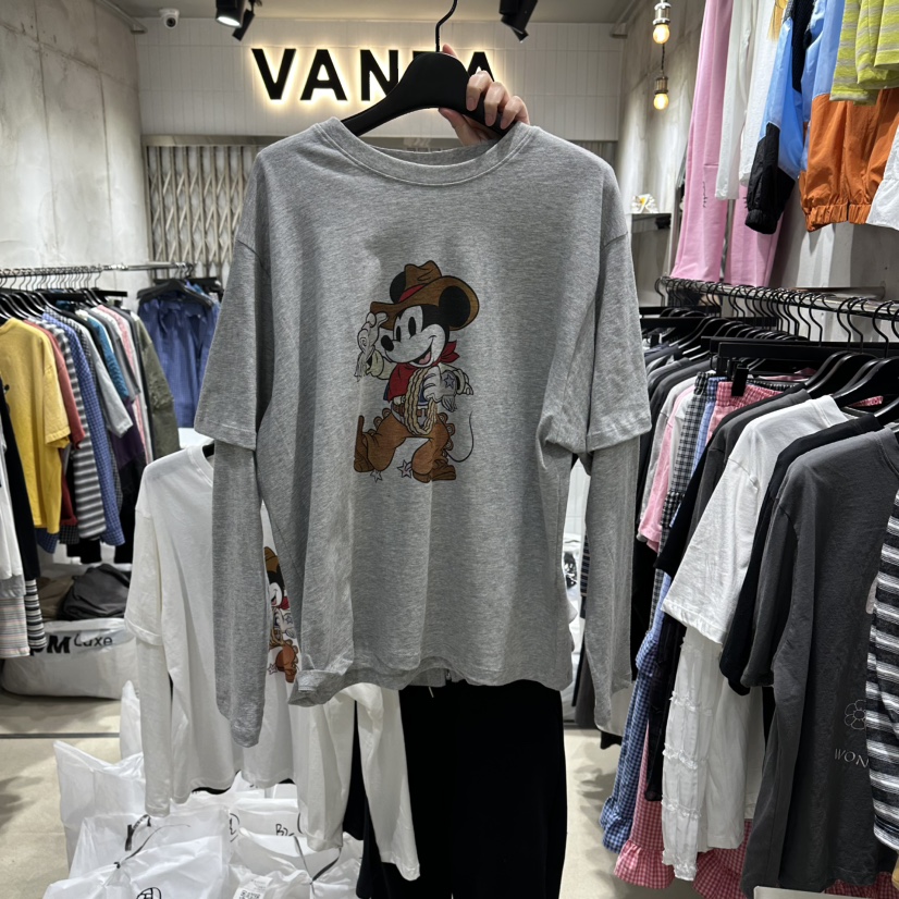 VANTA韓國直郵女裝新品26春夏職業時尚休閑長袖T恤假兩件VANTA長袖T恤圖色2