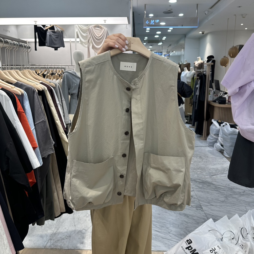 REVE-L韓國東大門直郵女裝新款休閑推薦馬甲不含內搭口袋REVE-L馬甲圖色1