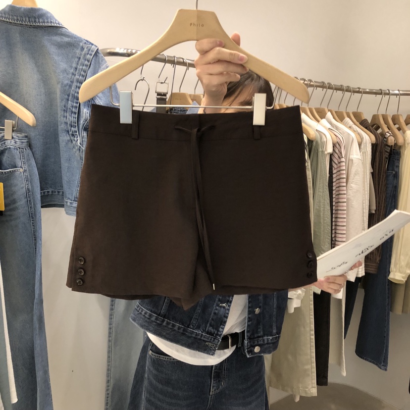 PHILO韓國直郵實拍女士新款時尚26春夏熱賣人氣職業短褲紐扣PHILO短褲圖色2