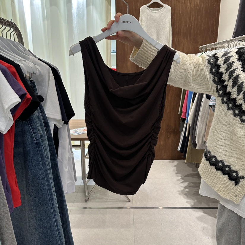 BUCKLE韓國直郵女裝新款26春夏推薦休閑時尚吊帶背心褶皺BUCKLE吊帶/背心圖色3