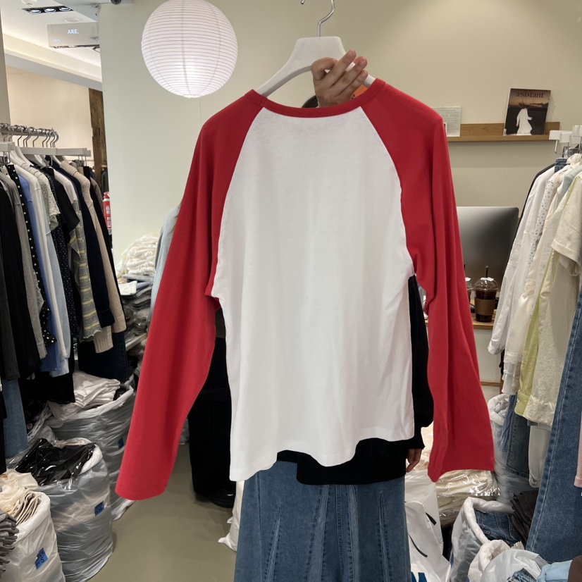ARE韓國東大門代購女裝新款休閑人氣時尚熱賣長袖T恤插肩袖ARE YOU/ARE長袖T恤