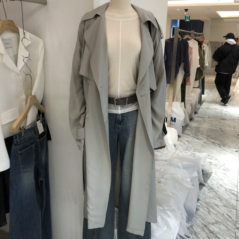 PHILO韓國東大門直郵女士新款熱賣休閑時尚長款風衣含腰帶PHILO長款風衣圖色2