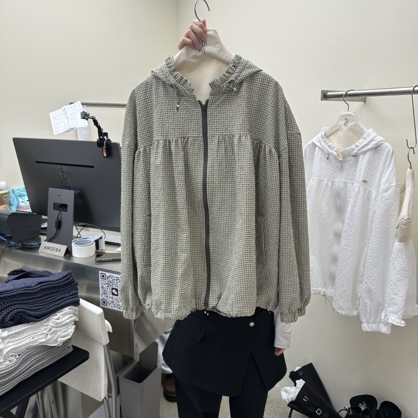 AMOEBA韓國代購女裝新品26春夏時尚職業熱賣人氣夾克格子AMOEBA夾克圖色2