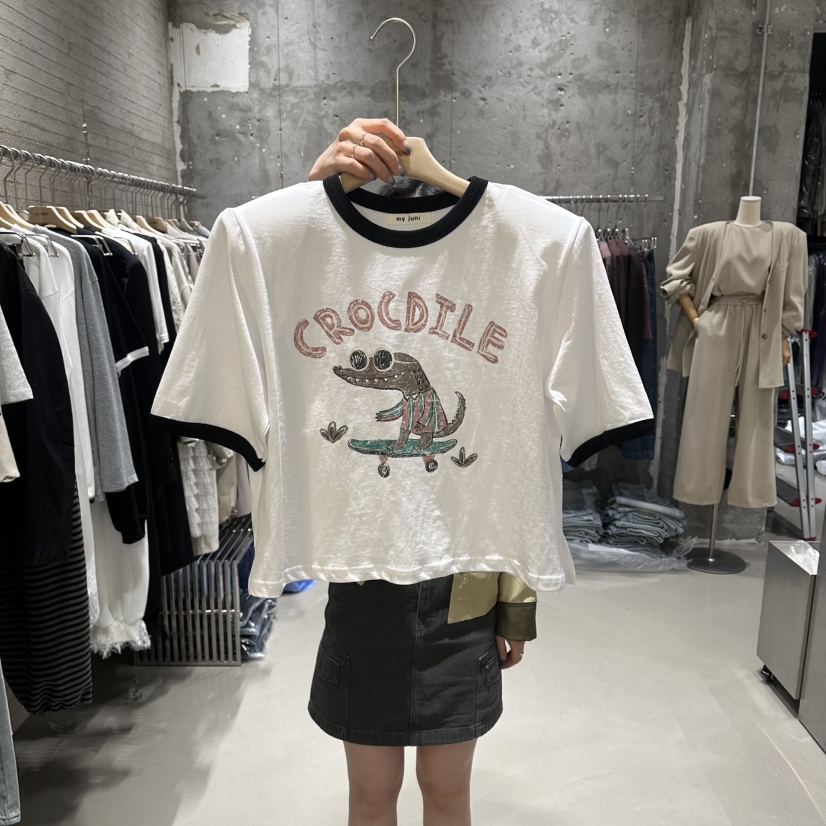 JUNI韓國直郵實拍女士新款休閑推薦人氣時尚26春夏職業T恤my juniT恤圖色1