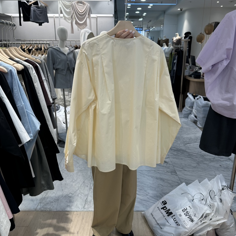 REVE-L韓國直郵女裝新品推薦人氣時尚26春夏襯衫蕾絲衫褶裥REVE-L襯衫/蕾絲衫