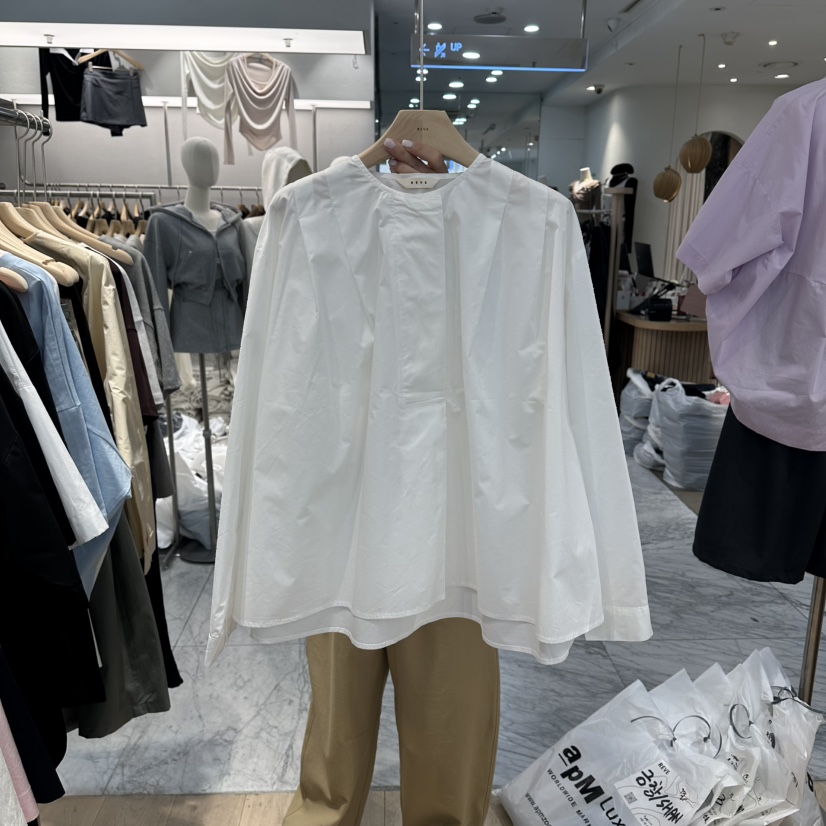 REVE-L韓國直郵女裝新品推薦人氣時尚26春夏襯衫蕾絲衫褶裥REVE-L襯衫/蕾絲衫圖色1