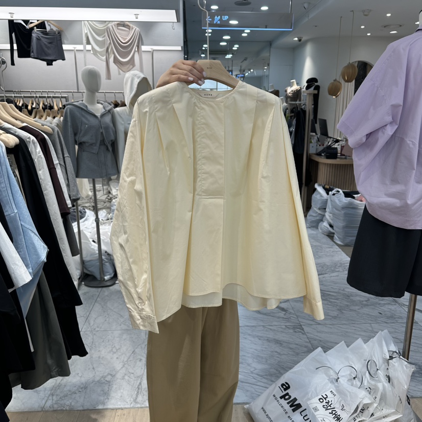 REVE-L韓國直郵女裝新品推薦人氣時尚26春夏襯衫蕾絲衫褶裥REVE-L襯衫/蕾絲衫圖色2