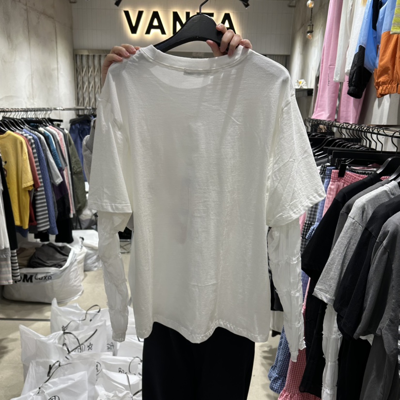 VANTA韓國東大門直郵女士新款推薦26春夏時尚長袖T恤假兩件VANTA長袖T恤