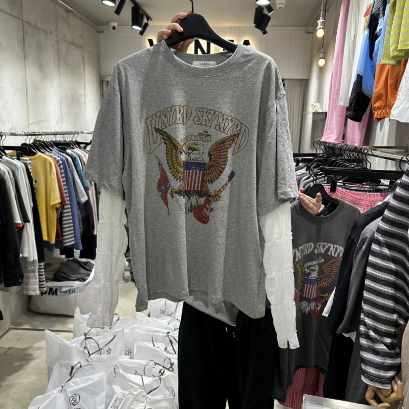 VANTA韓國東大門直郵女士新款推薦26春夏時尚長袖T恤假兩件VANTA長袖T恤圖色2