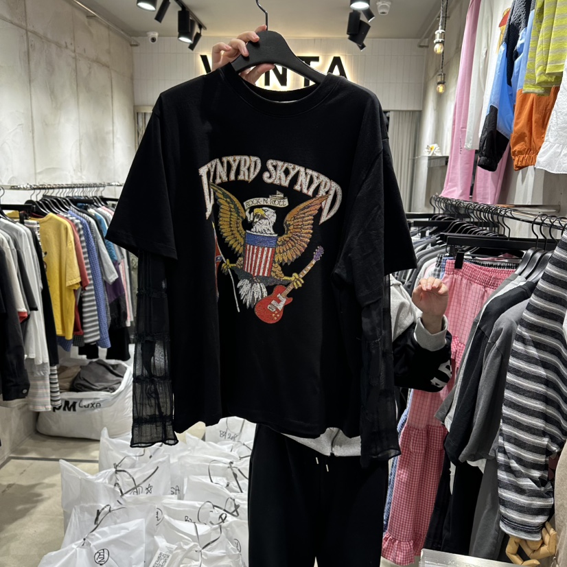 VANTA韓國東大門直郵女士新款推薦26春夏時尚長袖T恤假兩件VANTA長袖T恤圖色4