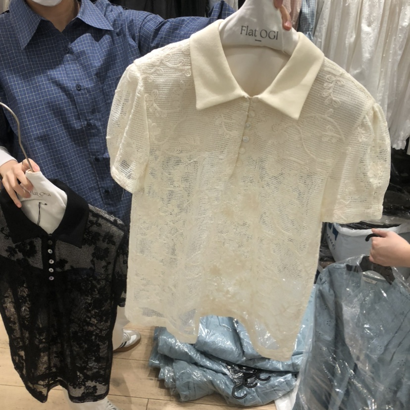 OGI韓國東大門代購女裝新款時尚人氣26春夏熱賣襯衫蕾絲衫FLat OGI襯衫/蕾絲衫圖色1
