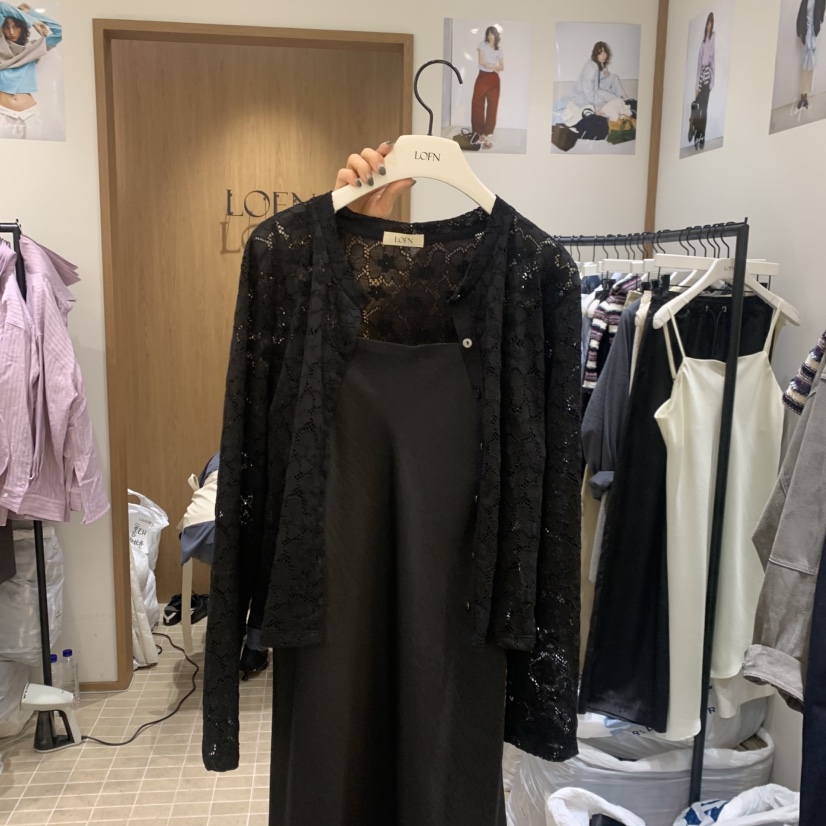 LOFN韓國代購女士新品休閑時尚職業長袖T恤不含內搭鉤針編織LOFN長袖T恤圖色3