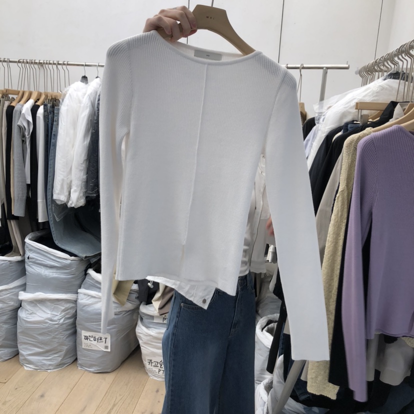 MOI-A韓國代購女士新款時尚人氣推薦職業26春夏熱賣長袖T恤MOI-A長袖T恤圖色2